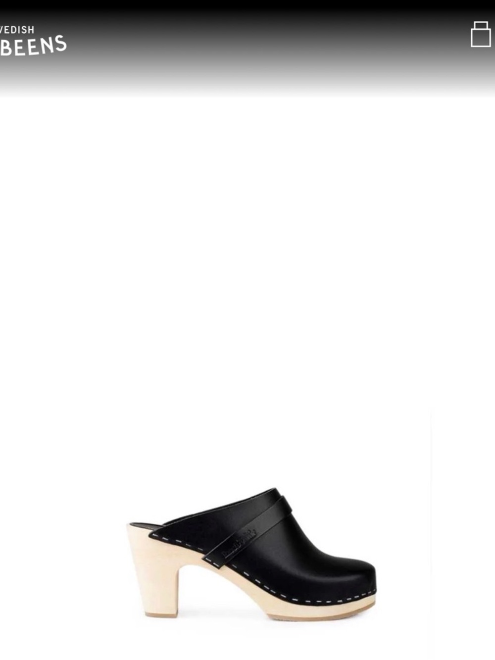 Swedish HASBEENS Black Leather Mule Clogs - wooden Heal Timeless chic ER38/US7.5 - Picture 15 of 16